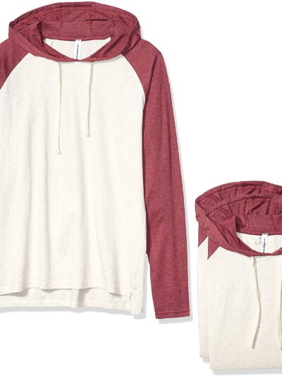 Aquaguard Men's Men's Hooded Raglan LonG-Sleeve Fine Jersey T-Shirt - B Wh/ Vn Gr/ Ttn - S (3 Pack)