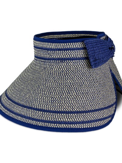 MAGID WOMEN'S PAPER STRAW ROLL UP SUN VISOR WITH VELCRO BOW