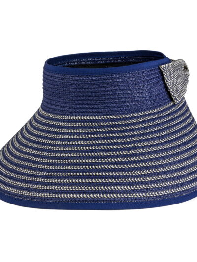 MAGID WOMEN'S PAPER STRAW ROLL UP SUN VISOR WITH VELCRO BOW