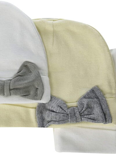Marky G Apparel 100% Cotton Baby Rib Bow Cap (Pack of 3)